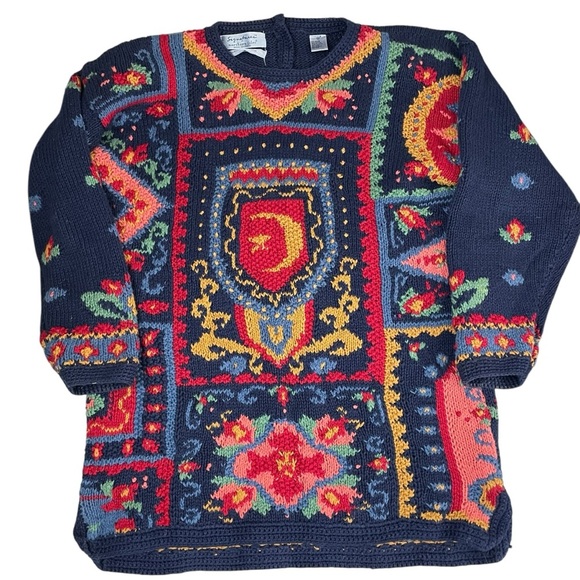 Vintage Signatures by Northern Isles Floral Hand Knit Sweater Medium - Picture 13 of 13